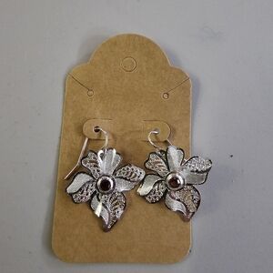 Silver Floral Earrings
